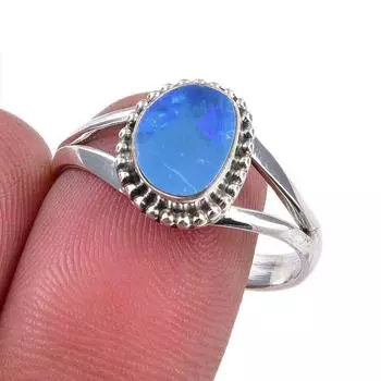 Natural Australian Opal Gemstone 925 Solid Sterling Silver Ring Size 9.5 o9U46