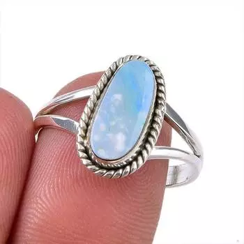 Natural Australian Opal Gemstone 925 Solid Sterling Silver Ring Size 8.5 e6P67