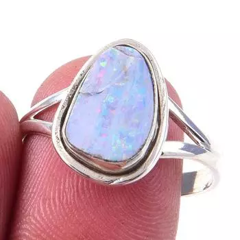 Natural Australian Opal Gemstone 925 Solid Sterling Silver Jewelry Ring S.9 h9H29