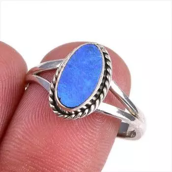 Natural Australian Opal Gemstone 925 Solid Sterling Silver Jewelry Ring S.9 c5a70