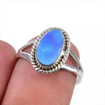 Natural Australian Opal Gemstone 925 Solid Sterling Silver Ring Size 5.5 W3r98