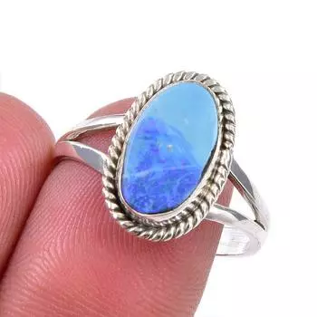Natural Australian Opal Gemstone 925 Solid Sterling Silver Ring Size 8.5 M2B72
