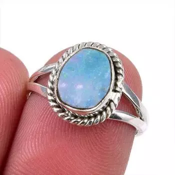 Natural Australian Opal Gemstone 925 Solid Sterling Silver Ring Size 5.5 R7Y58