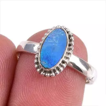 Natural Australian Opal Gemstone 925 Solid Sterling Silver Jewelry Ring S.7 j8z55