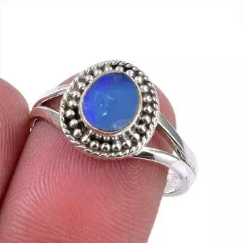 Natural Australian Opal Gemstone 925 Solid Sterling Silver Ring Size 7.5 i6W64