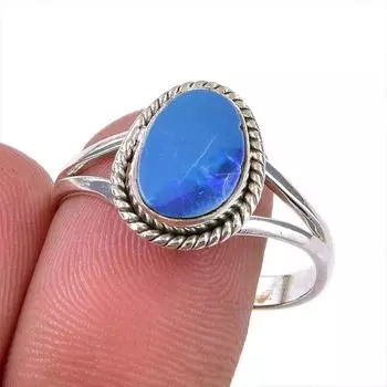 Natural Australian Opal Gemstone 925 Solid Sterling Silver Gift Ring S.10 p8v00