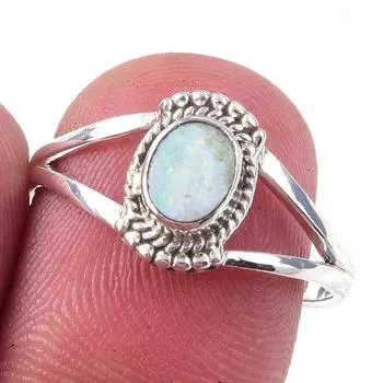 Natural Australian Opal Gemstone 925 Solid Sterling Silver Jewelry Ring S.8 j1o06