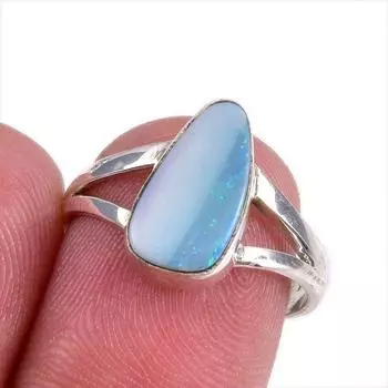 Natural Australian Opal Gemstone 925 Solid Sterling Silver Jewelry Ring S.7 I2f87