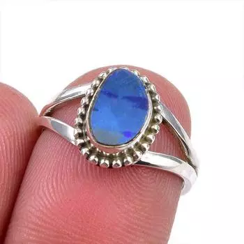 Natural Australian Opal Gemstone 925 Solid Sterling Silver Ring Size 5.5 S5w23