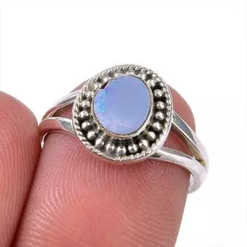 Natural Australian Opal Gemstone 925 Solid Sterling Silver Ring Size 5.5 H1O45