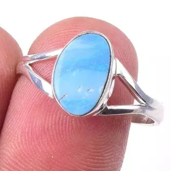 Natural Australian Opal Gemstone 925 Solid Sterling Silver Jewelry Ring S.9 L9e71