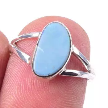 Natural Australian Opal Gemstone 925 Solid Sterling Silver Jewelry Ring S.6 Z4S71