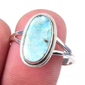 Natural Australian Opal Gemstone 925 Solid Sterling Silver Gift Ring S.10 U4Z02