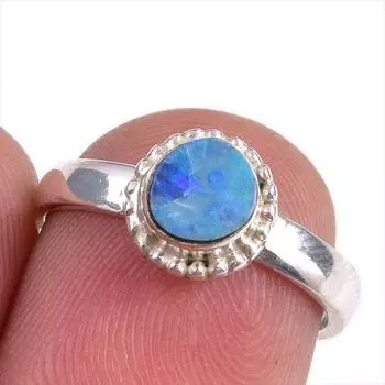 Natural Australian Opal Gemstone 925 Solid Sterling Silver Jewelry Ring S.6 a9b48