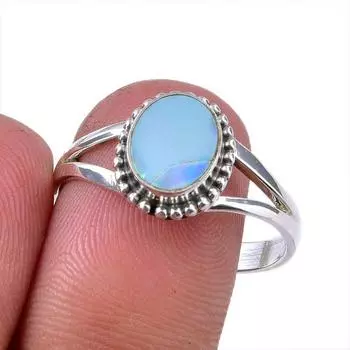 Natural Australian Opal Gemstone 925 Solid Sterling Silver Ring Size 9.5 A0f37