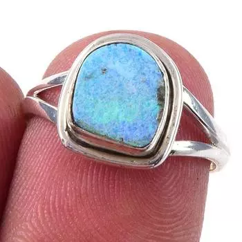 Natural Australian Opal Gemstone 925 Solid Sterling Silver Jewelry Ring S.6 I4p81