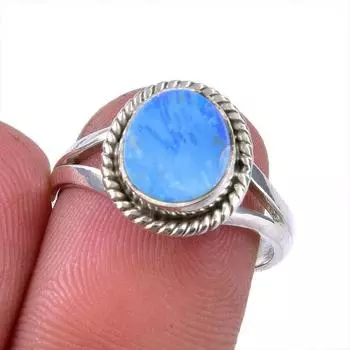 Natural Australian Opal Gemstone 925 Solid Sterling Silver Ring Size 6.5 W8V02