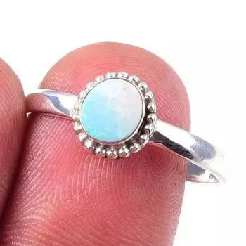 Natural Australian Opal Gemstone 925 Solid Sterling Silver Gift Ring S.10 c6H29