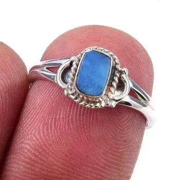 Natural Australian Opal Gemstone 925 Solid Sterling Silver Jewelry Ring S.6 O1p33