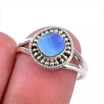 Natural Australian Opal Gemstone 925 Solid Sterling Silver Jewelry Ring S.7 b2e12