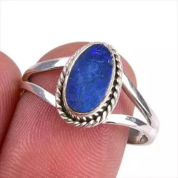 Natural Australian Opal Gemstone 925 Solid Sterling Silver Jewelry Ring S.9 M1d90