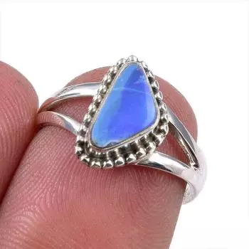 Natural Australian Opal Gemstone 925 Solid Sterling Silver Ring Size 5.5 q5b63