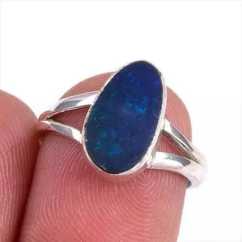 Natural Australian Opal Gemstone 925 Solid Sterling Silver Jewelry Ring S.6 D2W87