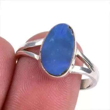 Natural Australian Opal Gemstone 925 Solid Sterling Silver Jewelry Ring S.9 q1g74
