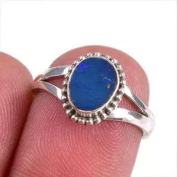 Natural Australian Opal Gemstone 925 Solid Sterling Silver Jewelry Ring S.6 j1u97