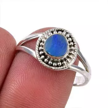 Natural Australian Opal Gemstone 925 Solid Sterling Silver Ring Size 8.5 d9l04