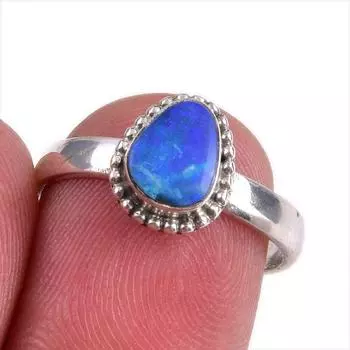 Natural Australian Opal Gemstone 925 Solid Sterling Silver Jewelry Ring S.7 l4a50