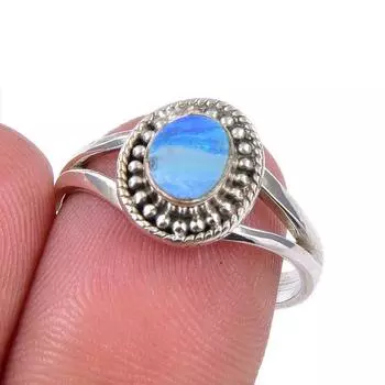 Natural Australian Opal Gemstone 925 Solid Sterling Silver Ring Size 7.5 A2I21