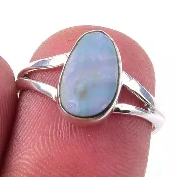 Natural Australian Opal Gemstone 925 Solid Sterling Silver Jewelry Ring S.6 v7C11