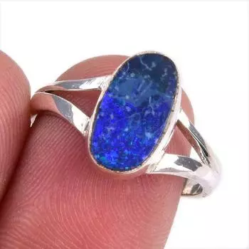 Natural Australian Opal Gemstone 925 Solid Sterling Silver Jewelry Ring S.8 C3j63