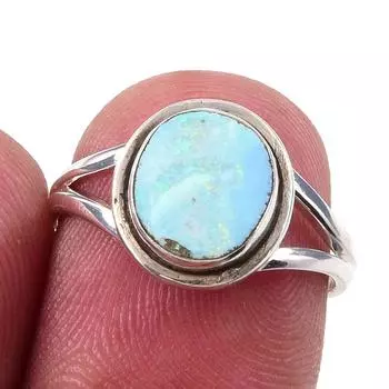 Natural Australian Opal Gemstone 925 Solid Sterling Silver Jewelry Ring S.6 h8K56