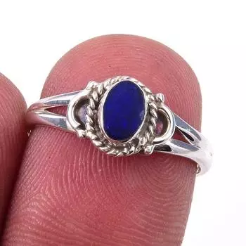 Natural Australian Opal Gemstone 925 Solid Sterling Silver Jewelry Ring S.6 g0d85