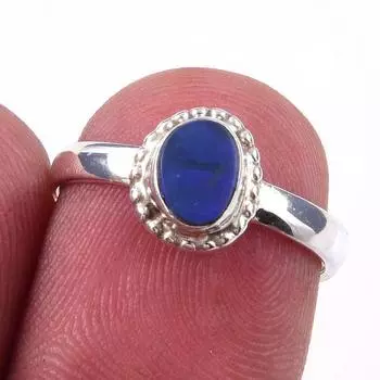 Natural Australian Opal Gemstone 925 Solid Sterling Silver Jewelry Ring S.6 U4V46