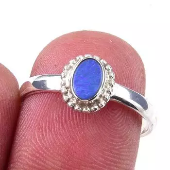 Natural Australian Opal Gemstone 925 Solid Sterling Silver Jewelry Ring S.7 C3s64