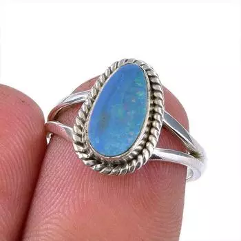 Natural Australian Opal Gemstone 925 Solid Sterling Silver Ring Size 5.5 R0z48