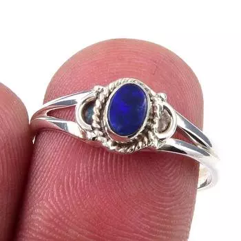 Natural Australian Opal Gemstone 925 Solid Sterling Silver Jewelry Ring S.7 f9z07