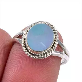 Natural Australian Opal Gemstone 925 Solid Sterling Silver Ring Size 6.5 y0v79