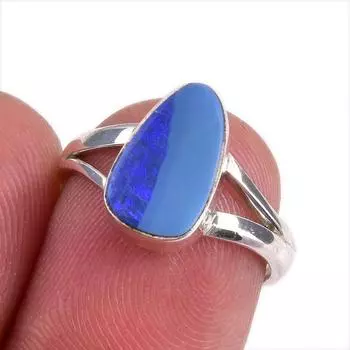 Natural Australian Opal Gemstone 925 Solid Sterling Silver Jewelry Ring S.6 M2T89