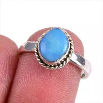 Natural Australian Opal Gemstone 925 Solid Sterling Silver Jewelry Ring S.7 B4V60