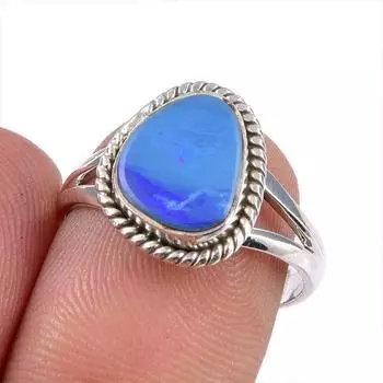 Natural Australian Opal Gemstone 925 Solid Sterling Silver Ring Size 6.5 n2V24