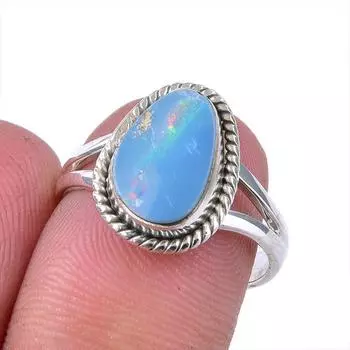 Natural Australian Opal Gemstone 925 Solid Sterling Silver Ring Size 6.5 l3d16