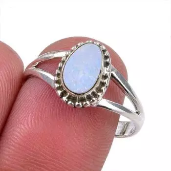 Natural Australian Opal Gemstone 925 Solid Sterling Silver Jewelry Ring S.9 o5E58