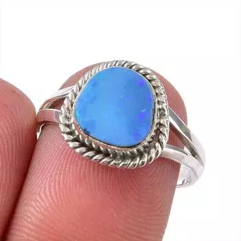 Natural Australian Opal Gemstone 925 Solid Sterling Silver Ring Size 6.5 n8V40