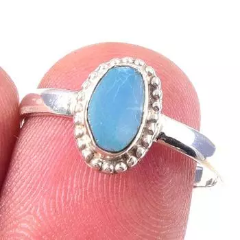 Natural Australian Opal Gemstone 925 Solid Sterling Silver Jewelry Ring S.8 m0h26