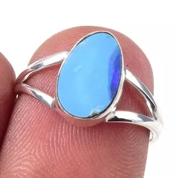 Natural Australian Opal Gemstone 925 Solid Sterling Silver Jewelry Ring S.6 F3c55