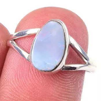 Natural Australian Opal Gemstone 925 Solid Sterling Silver Jewelry Ring S.7 L4I12
